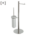 Bright chrome-porcelaine freestanding toilet-roll holder brush holder