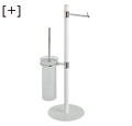 Bright chrome-white freestanding toilet-roll holder brush holder