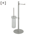 Bright chrome-grey freestanding toilet-roll holder brush holder