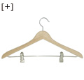 Wood hanger with normal hook and metallic clothes peg