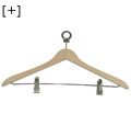 Wood hanger with anti-theft hook, metallic anti-theft ring and metallic clothes peg
