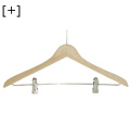 Wood hanger with anti-theft hook and metallic clothes peg